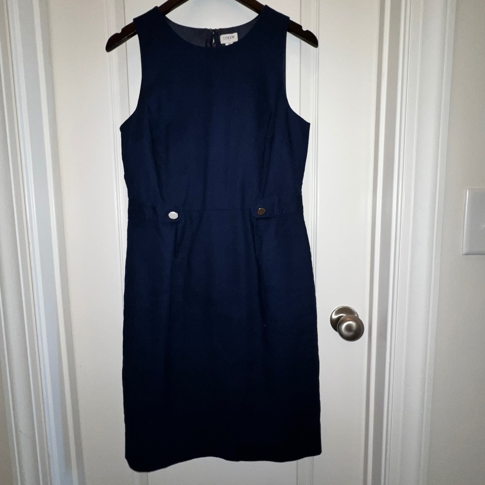 NEW!  J.Crew Factory Navy Sleeveless Linen Sheath Dress Size 6